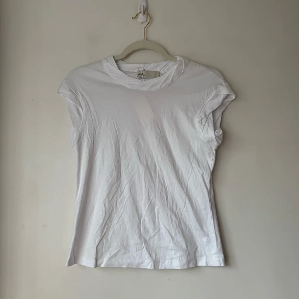 Tory Burch White Twisted-Trim Cap-Sleeve Cotton Top XS NWT